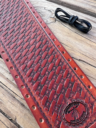 Star Basketweave Stamped Leather Show Stick Wrap