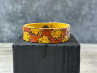 Hand Stamped Sunflower Narrow Cuff