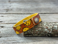 Hand Stamped Sunflower Narrow Cuff