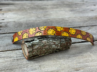 Hand Stamped Sunflower Narrow Cuff