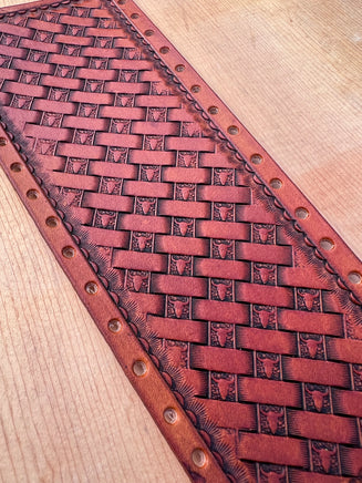 Texas Longhorn Hand Stamped Leather Show Stick Wrap