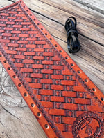 Texas Longhorn Hand Stamped Leather Show Stick Wrap