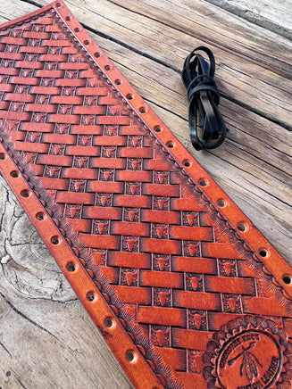 Texas Longhorn Hand Stamped Leather Show Stick Wrap