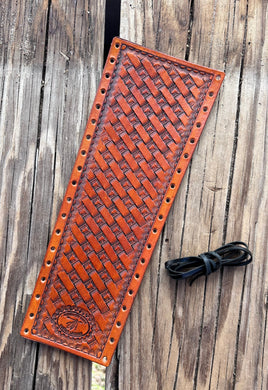 Texas Longhorn Hand Stamped Leather Show Stick Wrap