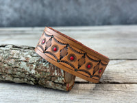 Hand Stamped Geometric Tribal Leather Cuff
