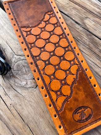 Two-Tone Starburst Stamped Leather Show Stick Wrap