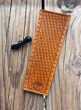 Woven Hand Stamped Design Leather Show Stick Wrap