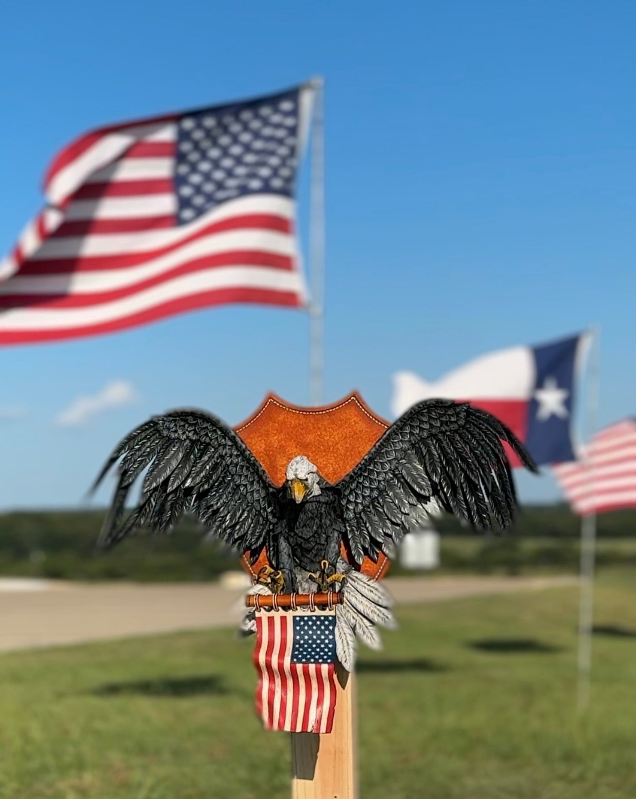 One-of-a-Kind Handmade Leather Bald Eagle Wall Sculpture | On Hold for Etsy Design Awards