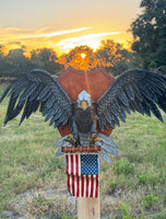One-of-a-Kind Handmade Leather Bald Eagle Wall Sculpture | Patriotic American Leather Art
