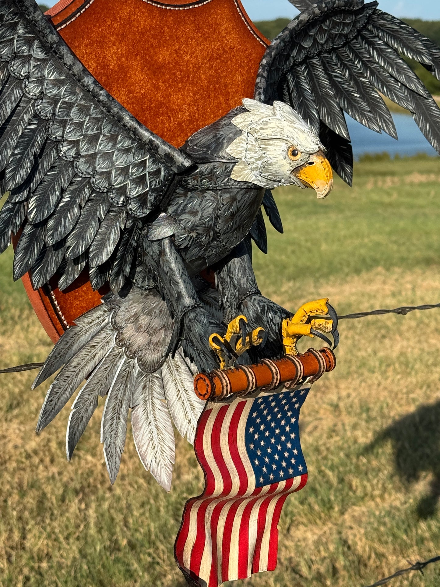 One-of-a-Kind Handmade Leather Bald Eagle Wall Sculpture | On Hold for Etsy Design Awards