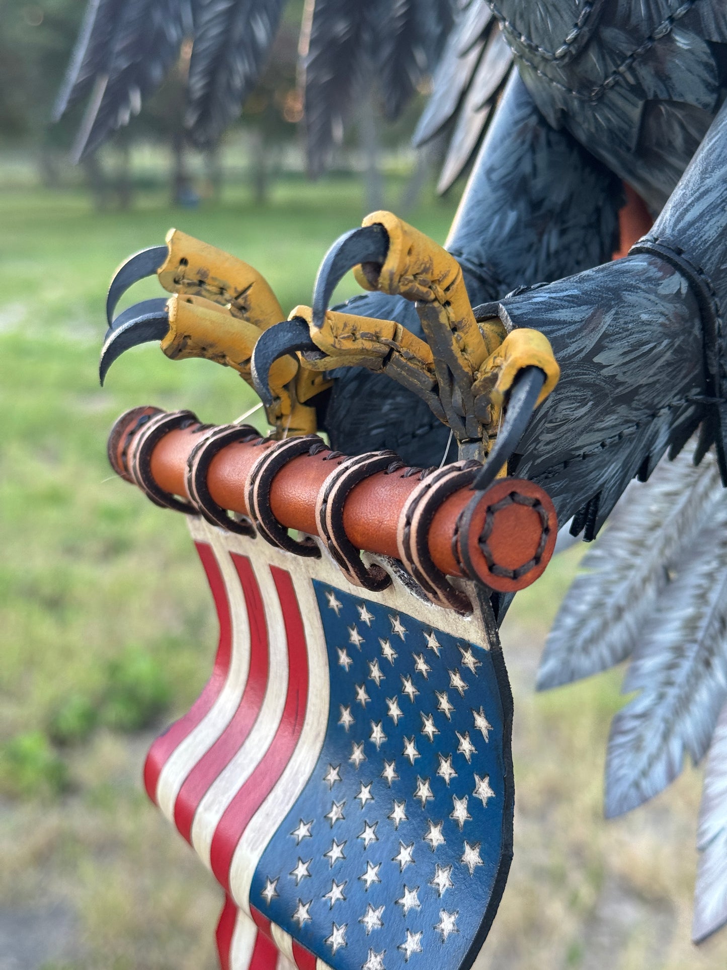 One-of-a-Kind Handmade Leather Bald Eagle Wall Sculpture | On Hold for Etsy Design Awards