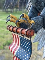 One-of-a-Kind Handmade Leather Bald Eagle Wall Sculpture | Patriotic American Leather Art
