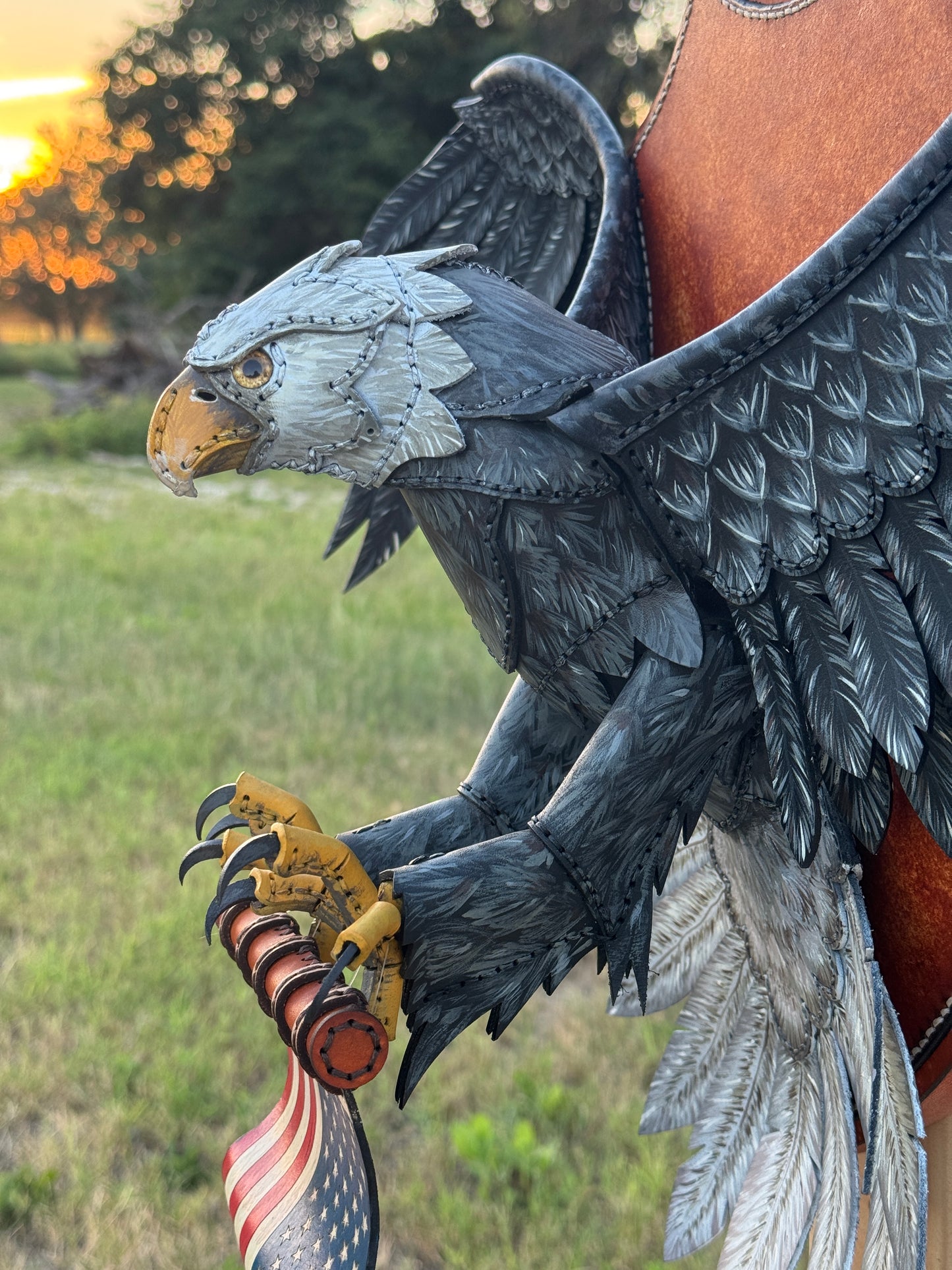 One-of-a-Kind Handmade Leather Bald Eagle Wall Sculpture | On Hold for Etsy Design Awards