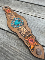 Painted Turquoise Heart Cuff Bracelet