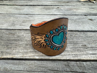 Painted Turquoise Heart Cuff Bracelet