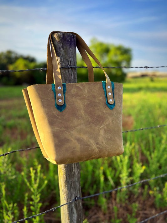 Light Brown Leather Tote Small Size