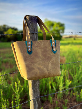 Light Brown Leather Tote Small Size