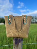 Light Brown Leather Tote Small Size