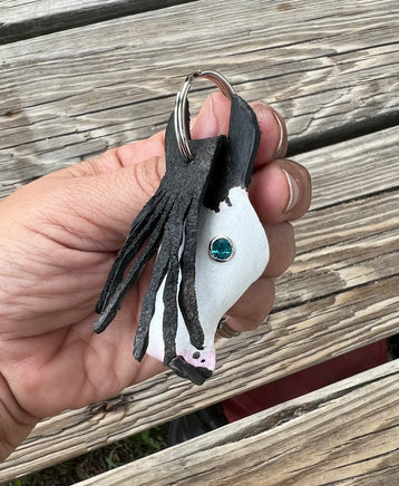 Hand Painted Paint Gypsy Vanner Leather Keychain