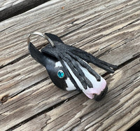 Hand Painted Paint Gypsy Vanner Leather Keychain