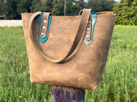 Light Brown Leather Tote Small Size