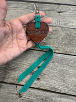 Heart Shaped Leather Bag Charm