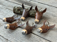 Hand Painted Longear Mule Head Leather Keychain