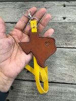 Texas Shaped Leather Bag Charm