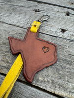 Texas Shaped Leather Bag Charm