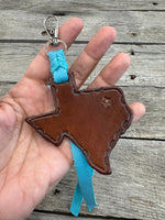 Texas Shaped Leather Bag Charm