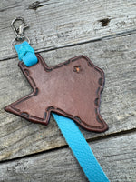 Texas Shaped Leather Bag Charm