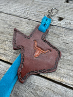 Texas Shaped Leather Bag Charm