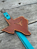 Texas Shaped Leather Bag Charm