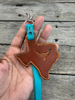Texas Shaped Leather Bag Charm