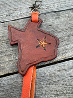 Texas Shaped Leather Bag Charm