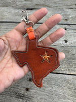 Texas Shaped Leather Bag Charm