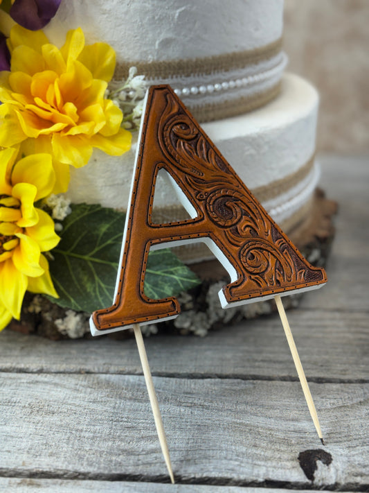 Leather Wedding Cake Topper Letter A
