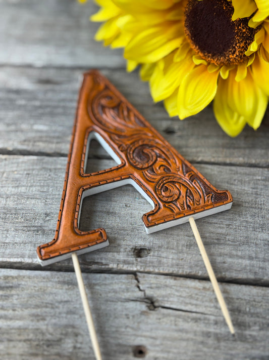 Leather Wedding Cake Topper Letter A