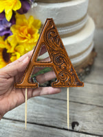 Leather Wedding Cake Topper Letter A