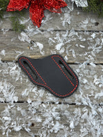 Black with Red Stitching Slanted Pancake Pocket Knife Sheath