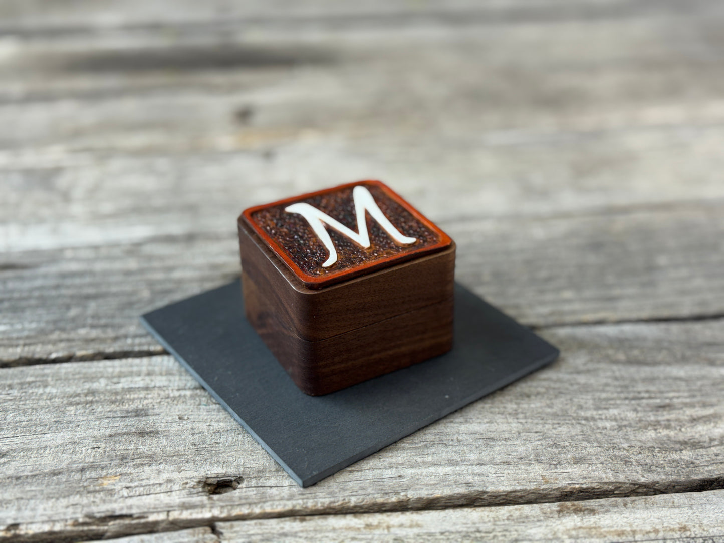 Custom Leather Wedding Ring Box | Personalized Initial Ring Bearer Box