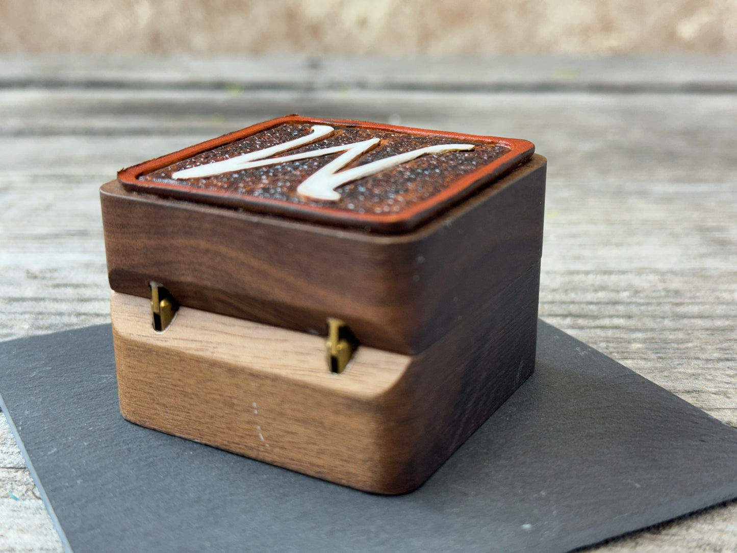 Custom Leather Wedding Ring Box | Personalized Initial Ring Bearer Box