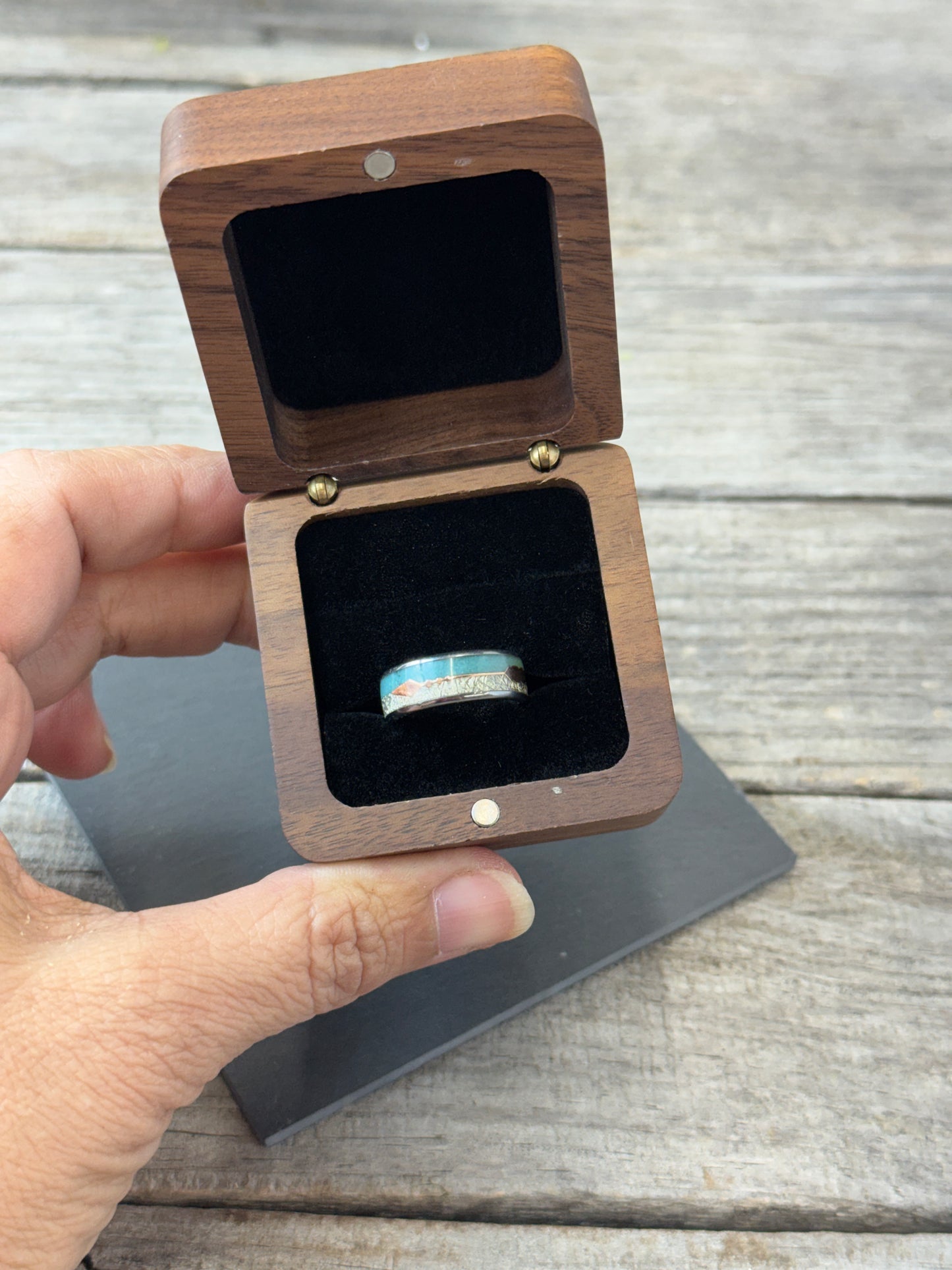 Custom Leather Wedding Ring Box | Personalized Initial Ring Bearer Box