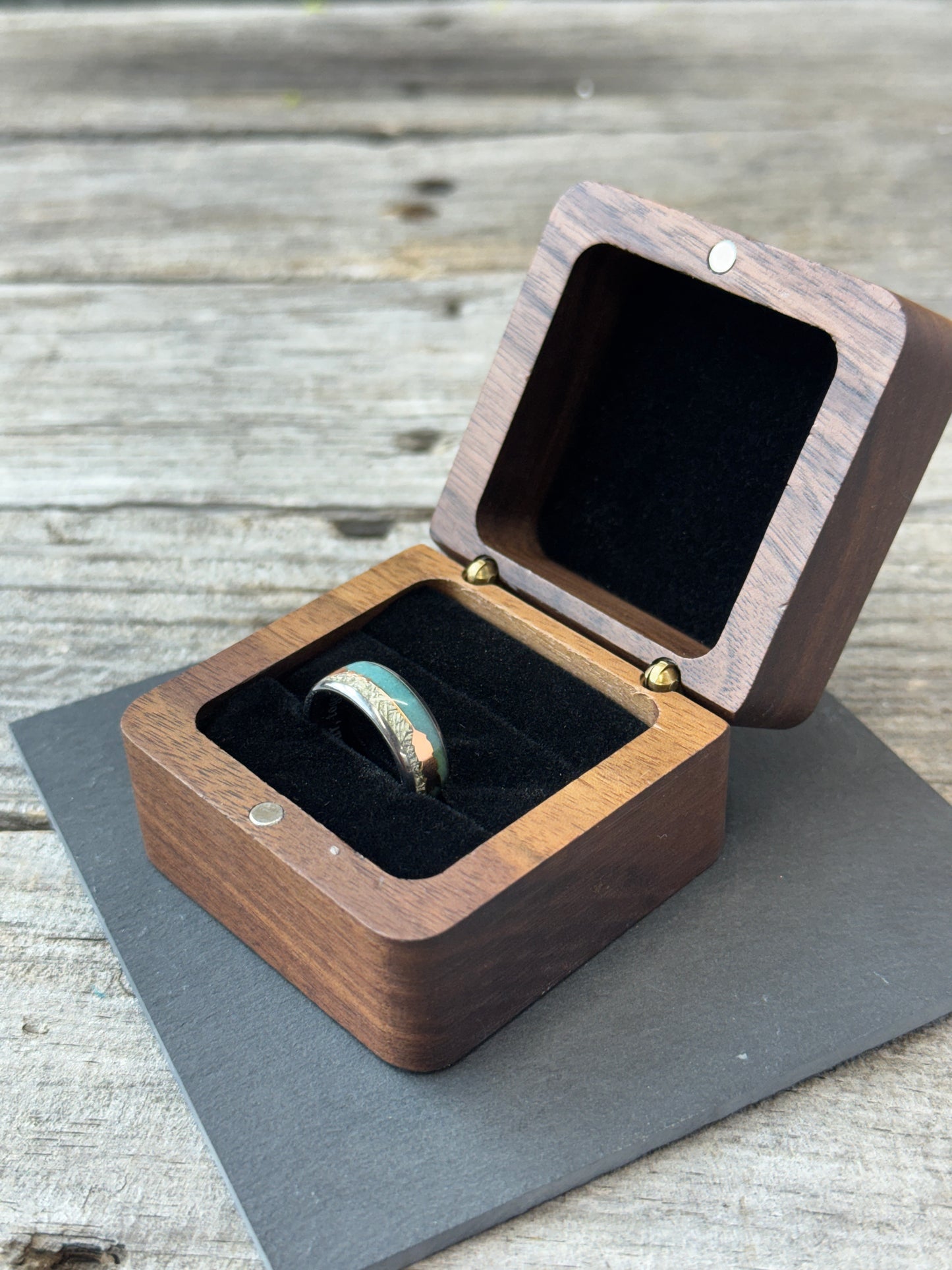Custom Leather Wedding Ring Box | Personalized Initial Ring Bearer Box
