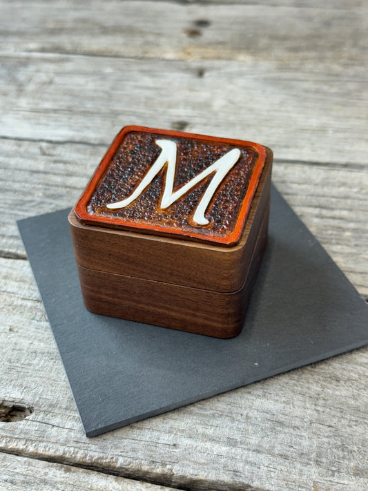 Custom Leather Wedding Ring Box | Personalized Initial Ring Bearer Box