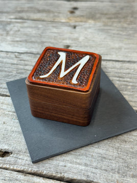 Custom Leather Wedding Ring Box | Personalized Initial Ring Bearer Box