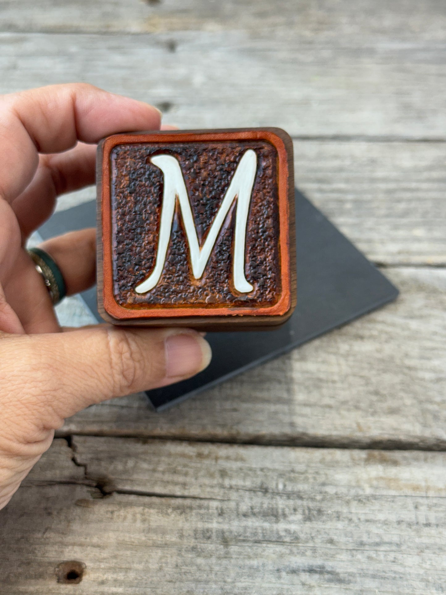 Custom Leather Wedding Ring Box | Personalized Initial Ring Bearer Box