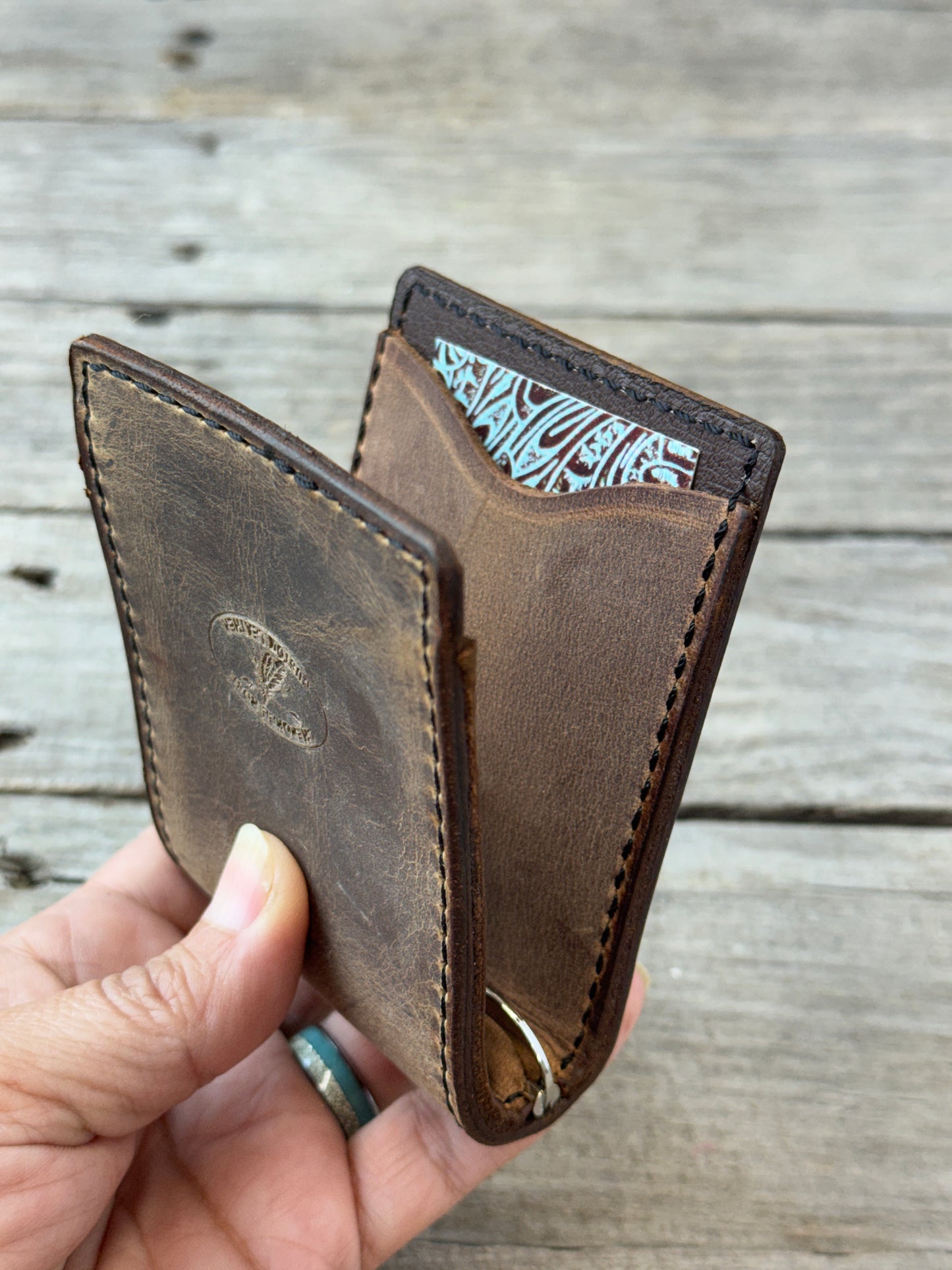 Rustic Brown Leather Money Clip Wallet | Slim Front Pocket Wallet