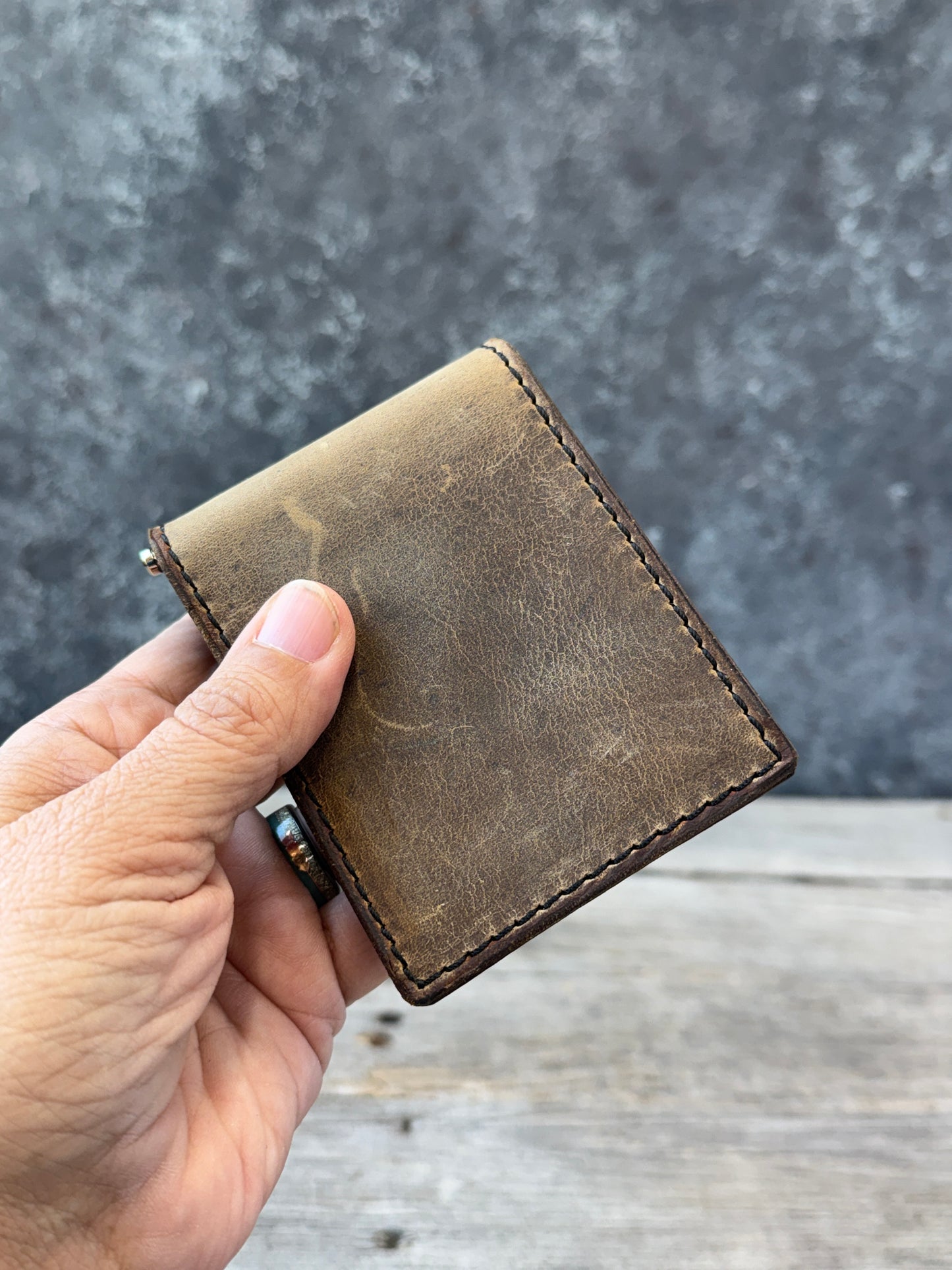 Rustic Brown Leather Money Clip Wallet | Slim Front Pocket Wallet