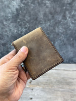 Rustic Brown Leather Money Clip Wallet | Slim Front Pocket Wallet